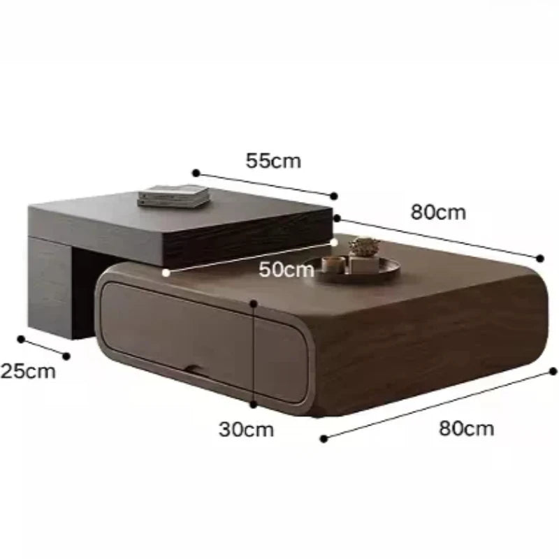 Solid Wood Floor Table Office Console Center Retro Coffee Table Storage Slim Mesas De Centro De Sala Living Room Furniture