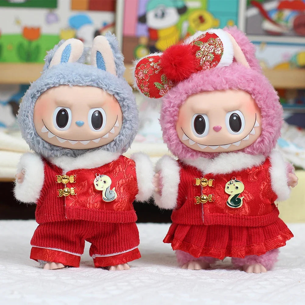 Mini Doll'S Clothes Outfit Accessories for Korea Kpop  Labubu Idol V1 V2 New Year's Spring Festival Antique Hanfu Clothing