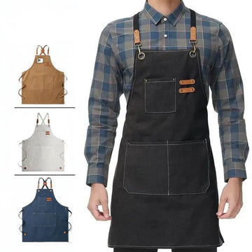 1/2PCS Household Canvas Apron Oil-proof Can Wipe Hands Kitchen Cooking Men Women Adult with Tool Pockets Coffee Over Apron