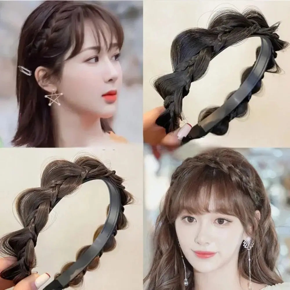 New Women Wig Twist Headbands Handmade Retro Braids Hairbands Headwear Accessories Wide Fishbone Head Hoop Styling