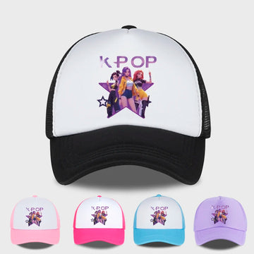 K-POP Girl Group Printed Mesh Cap, Breathable Summer Baseball Cap, Adjustable Unisex Sun Hat, Perfect for K-Pop Fans