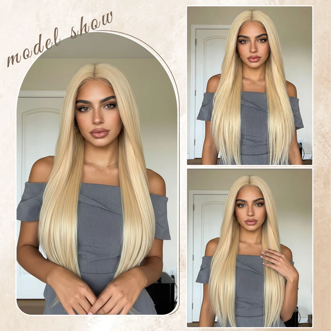 Long Blonde Wig Wigs for White Women Synthetic Wig Straight Hair Replacement Wigs for Women Natural Hair Wigs Middle Part Wig Lo