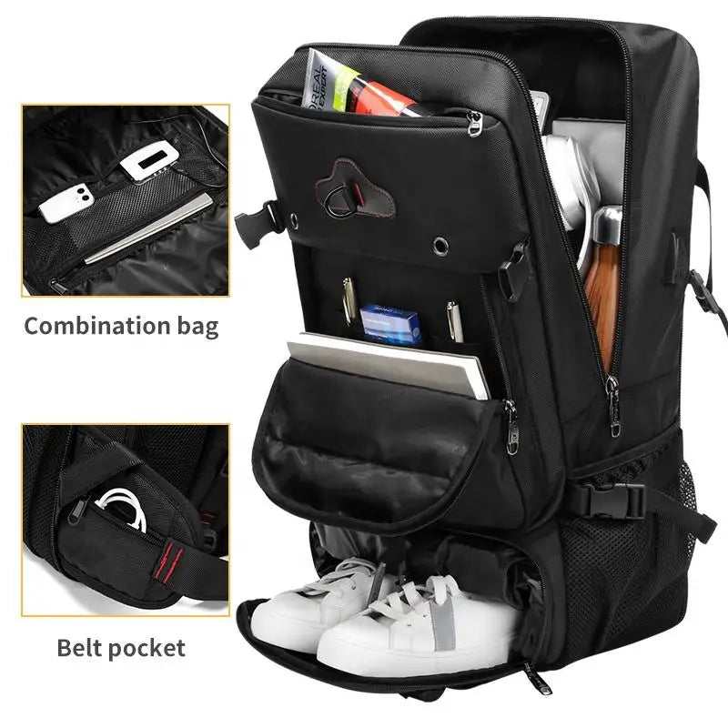70L Large Capacity Travel Backpack 17.3" — Waterproof, Multi-Function, Outdoor Camping