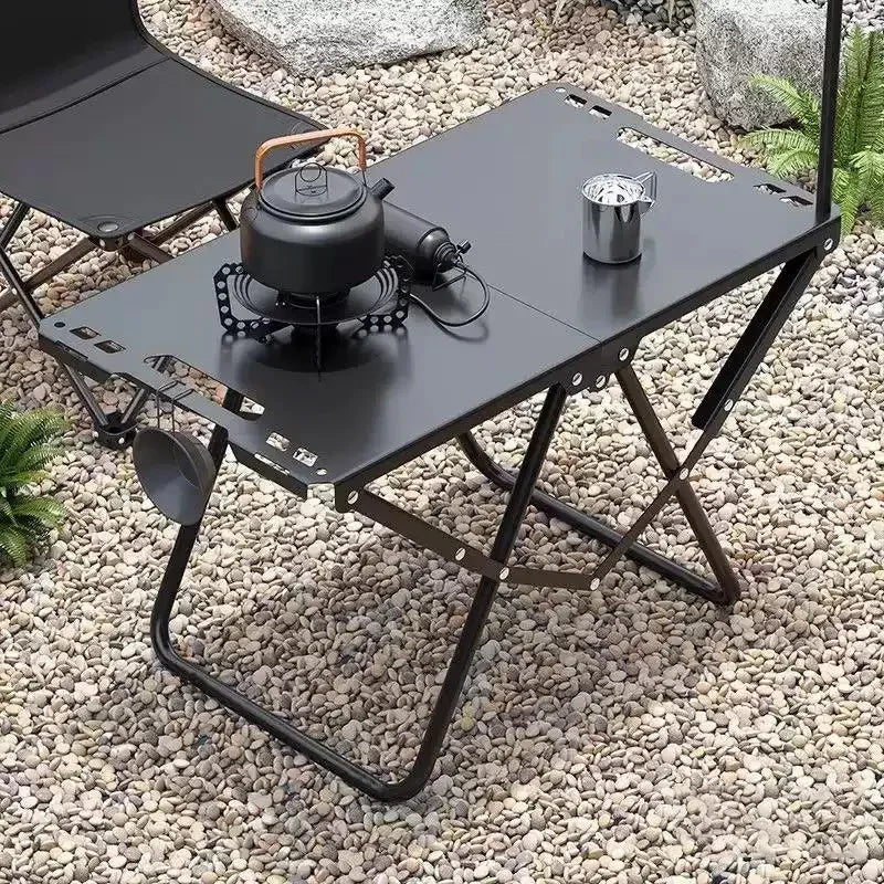 Portable Folding Camping Table,Stainless Steel Outdoor Dining Table,Compact Design for Camping,Beach, BBQ,and Hiking (Foldable)