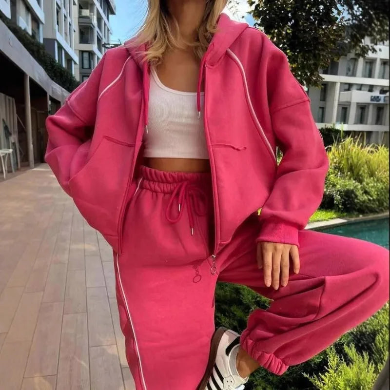 Women's Sweatsuits 2 Piece Outfits Lounge Sets Long Sleeve Zip Sweatshirt and Baggy Sweatpants with Pockets Casual Tracksuit