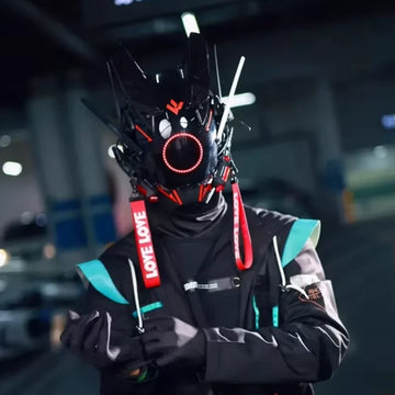 RGB LED Light-Up Helmet Mask – Rave, Festival & Cosplay