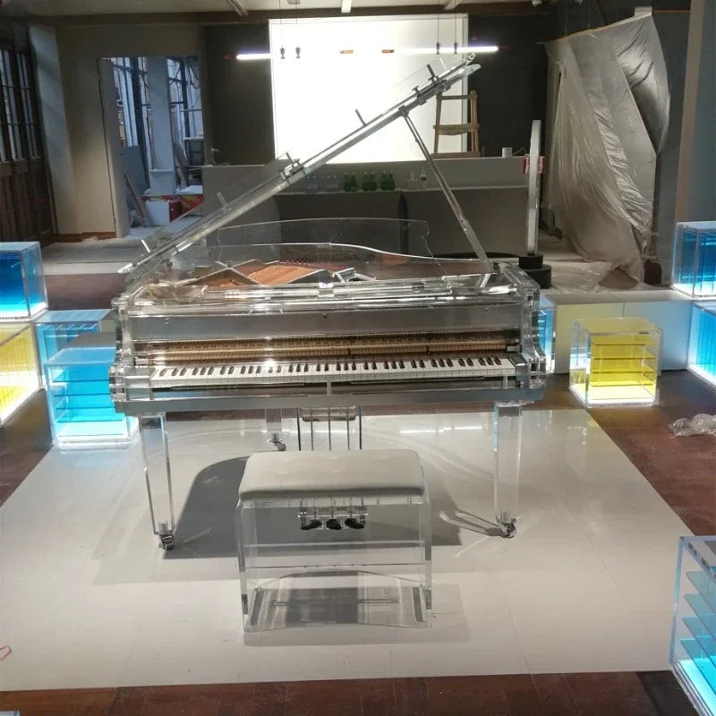 Transparent acrylic piano for sale with led lights HG-168A crystal silver baby grand piano