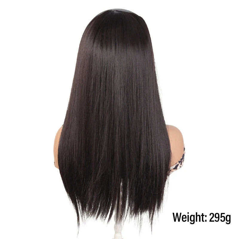 Women’s Fashion Half Wig with Grey Headband & Long Straight Synthetic Hair, Natural Look for Daily Use