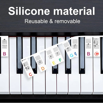 Miwayer 61/88 Key Silicone Piano Keyboard Note Labels - Removable Note Guide for Beginners, Reusable Waterproof Piano Stickers