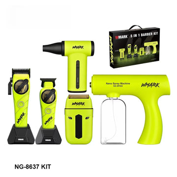 NG-8637KIT Green Professional 5-in-1 Barber Kit Rechargeable Haircut  Kit with Portable Gift Box Suitable for Barber Shop