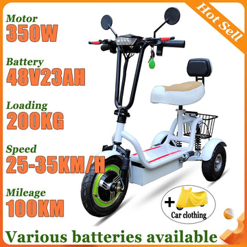 New 12 Inches Portable Adults Electric Scooter Fold Mini Small Elderly Electric Tricycle with Basket Disabled Mobility Scooter