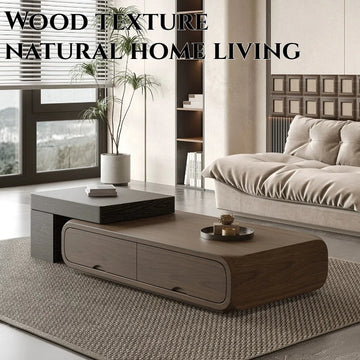 Solid Wood Floor Table Office Console Center Retro Coffee Table Storage Slim Mesas De Centro De Sala Living Room Furniture