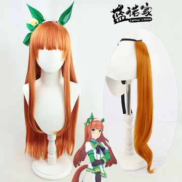 Anime Uma Musume Pretty Derby Silence Suzuka Cosplay Wig Women Heat Resistant Synthetic Long Orange Hair Wigs