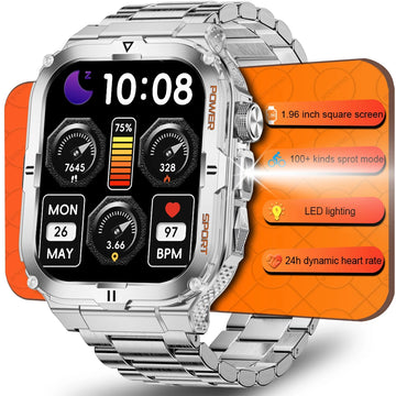New Outdoor Sport 430 Mah Large Battery Smart Watches With LED Flashlight IP68 Waterproof BT Call Health Monitor Men Smartwatch