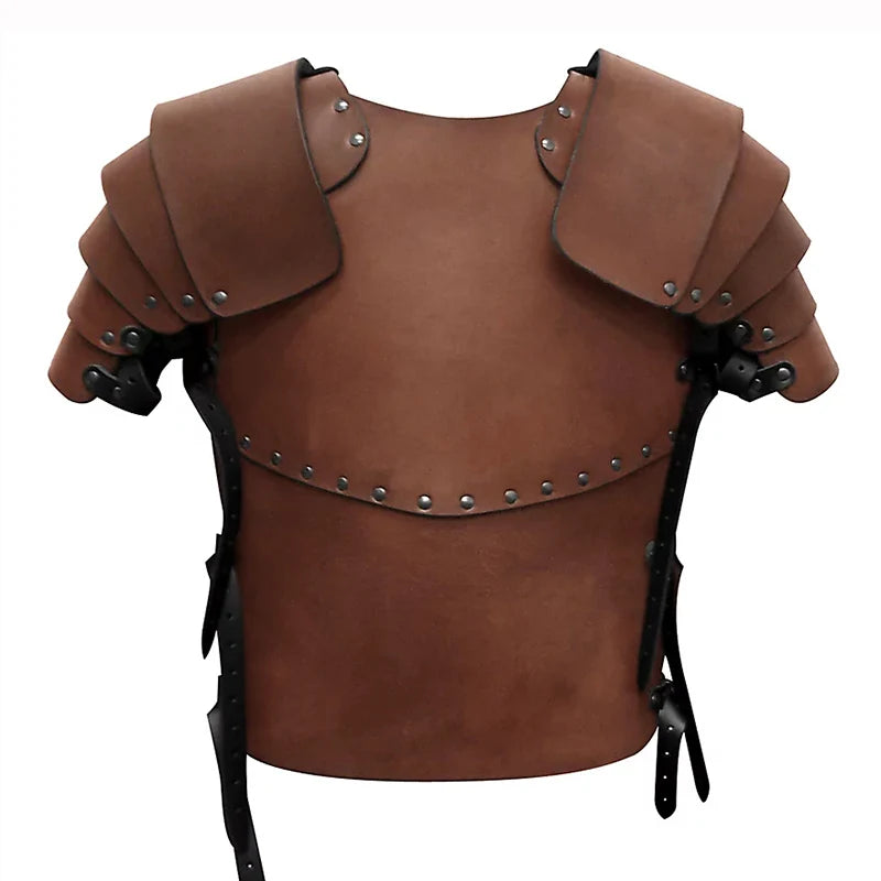 Medieval Viking Knight Pirate Costume Body Shoulder Armor Set Greek Cosplay Larp Outfit Pauldrons Steampunk Leather Vest Armor