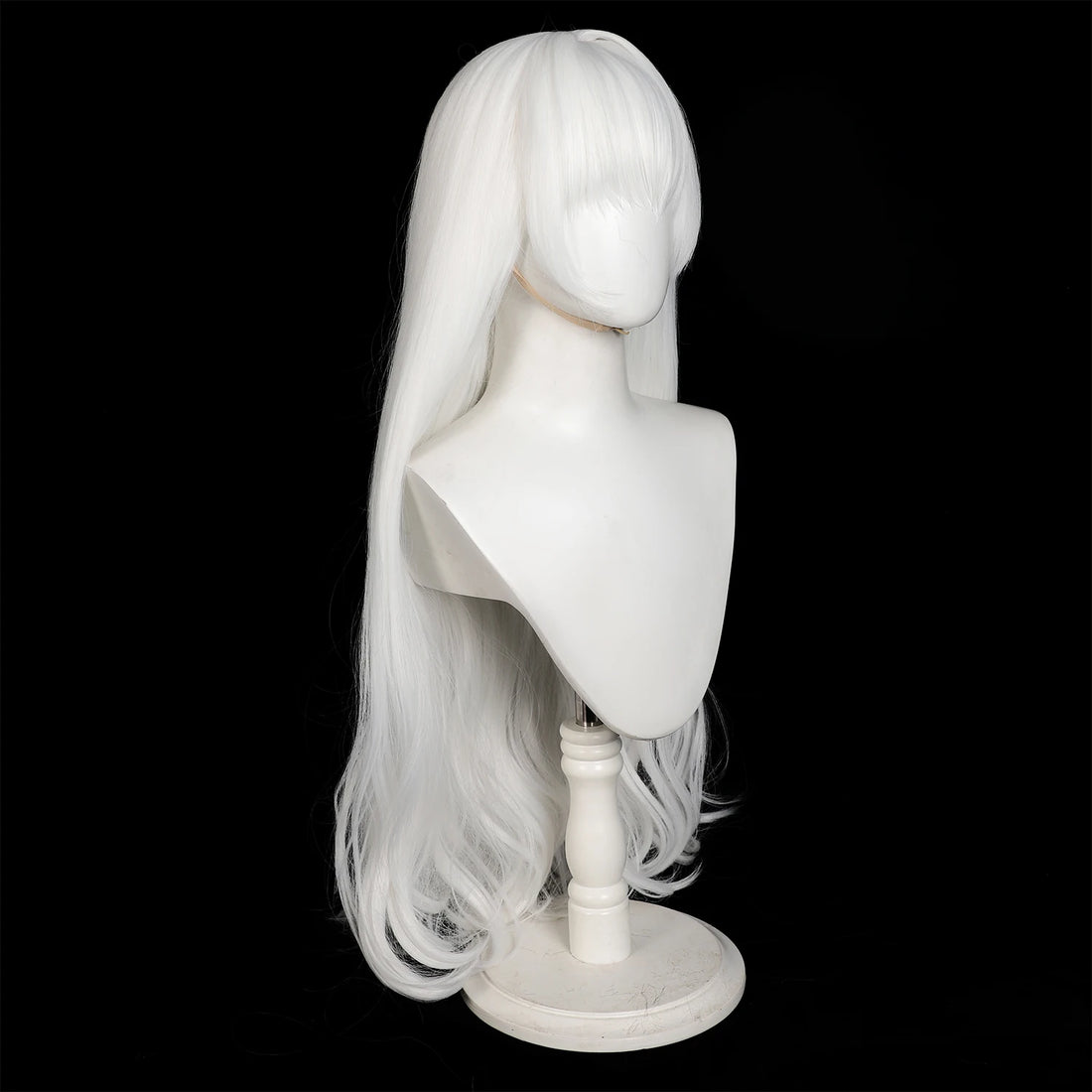 85cm Women's White Curly Cosplay Wig Long Length with Air Bangs Daily Party Costume Wig Heat Resistant Synthetic Hair
